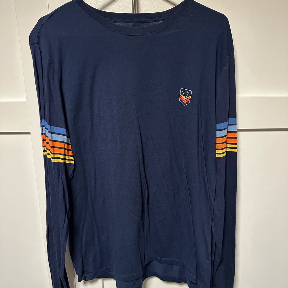Marine Layer Blue Long Sleeve with Multicolor Stripes